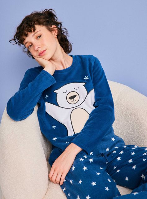 Pijama Full Print Aplicación Bordado Polar-0