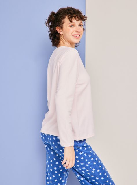 Polera Pijama Polar Aplicación Bordado Ármalo-1
