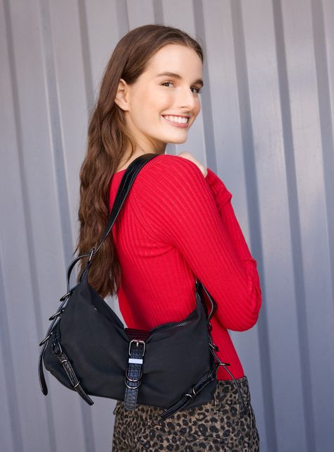 Cartera de Hombro Tipo Baguette Hebilla-5