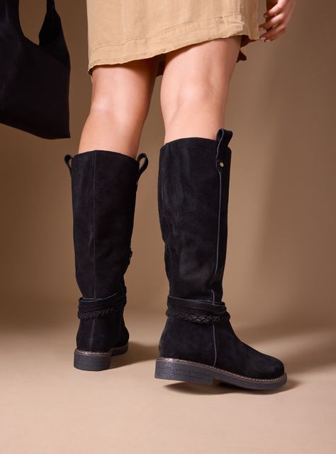 Bota  de Cuero Gamuza  Alta Mujer-0