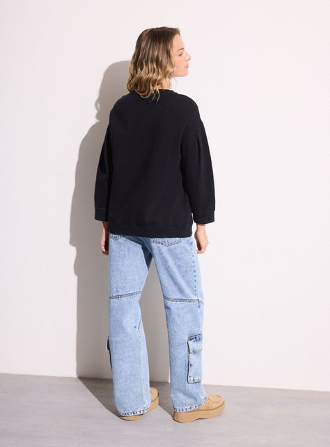 Polerón Crewneck Mangas Anchas con Pliegue-5