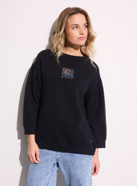 Polerón Crewneck Mangas Anchas con Pliegue-0