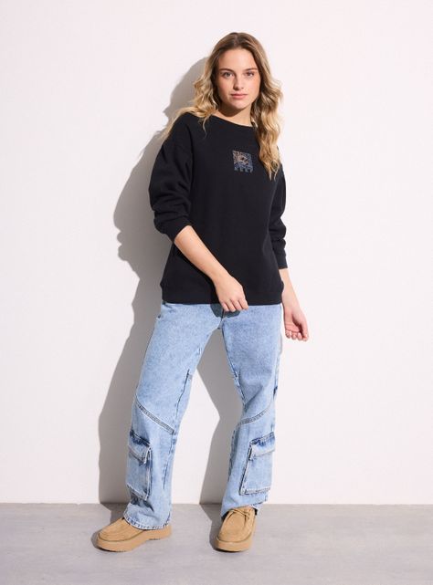 Polerón Crewneck Mangas Anchas con Pliegue-4