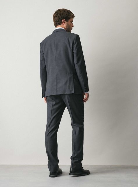 Traje Recto Regular Fit Lana Textura-5