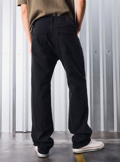 Jeans Recto Negro Lavado-1