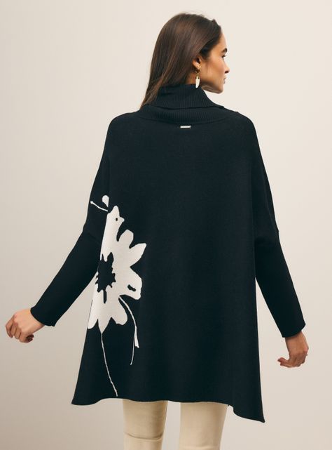Sweater Tipo Poncho con Diseño Jacquard-1