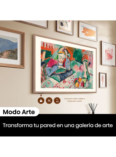 QLED Smart TV 55" 4K UHD Canvas TV + Marco Color Madera-3