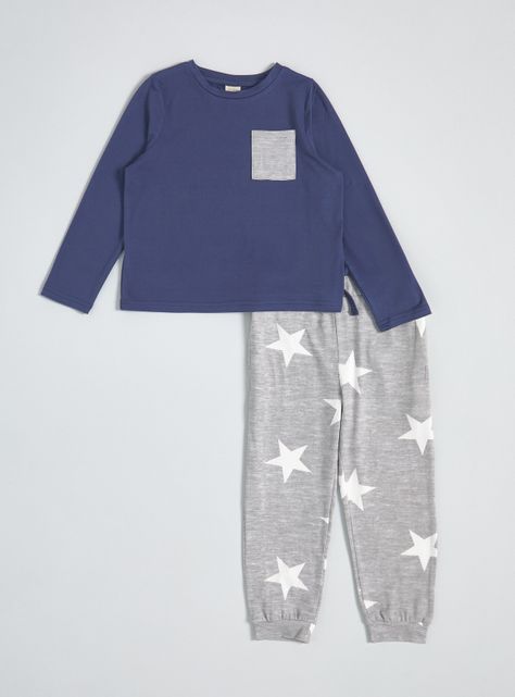 Pijama Día de la Madre Polera Azul y Pantalón Estrellitas-0