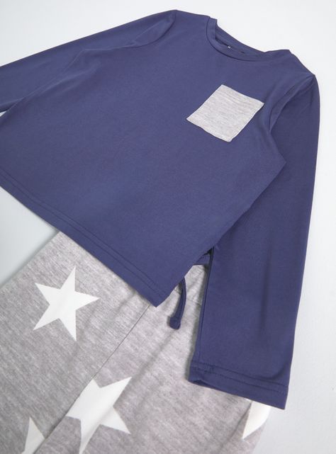 Pijama Día de la Madre Polera Azul y Pantalón Estrellitas-2