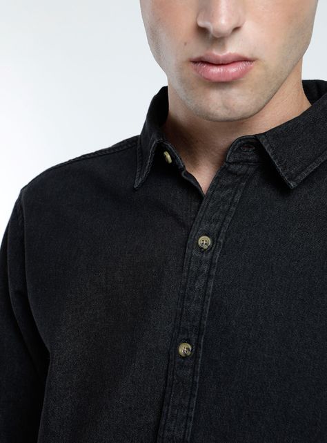 Camisa Manga Larga Denim Grafito Algodón Orgánico-2