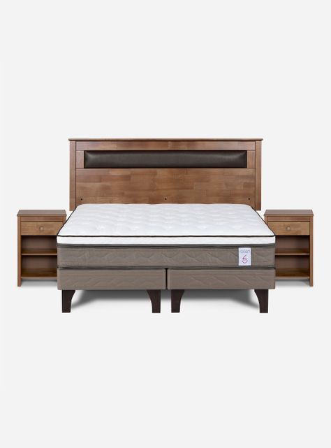 Cama Europea New Style 6 2 Plazas Base Dividida + Set Muebles Ferrara-1