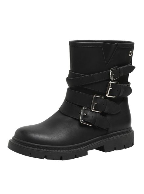 Bota  Cuero Detalle Cuatro Hebilla 250364-3