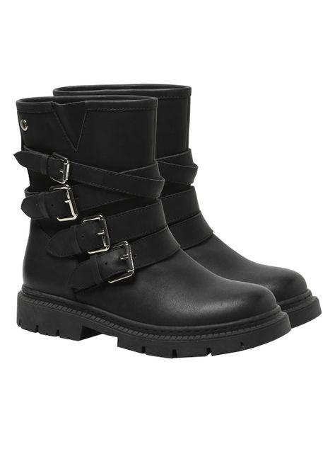 Bota  Cuero Detalle Cuatro Hebilla 250364-1