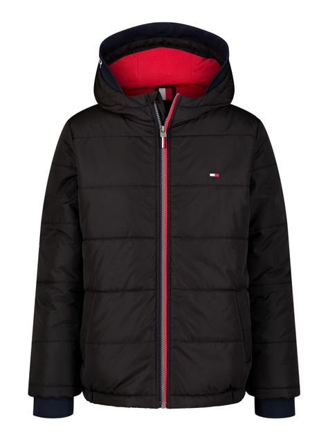 Parka Acolchada Con Capucha Negra-0