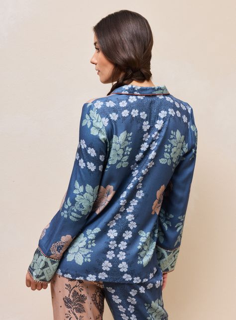 Pijama Camisero con Mix Print-1