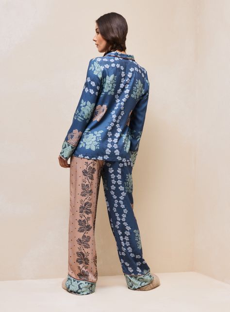 Pijama Camisero con Mix Print-5