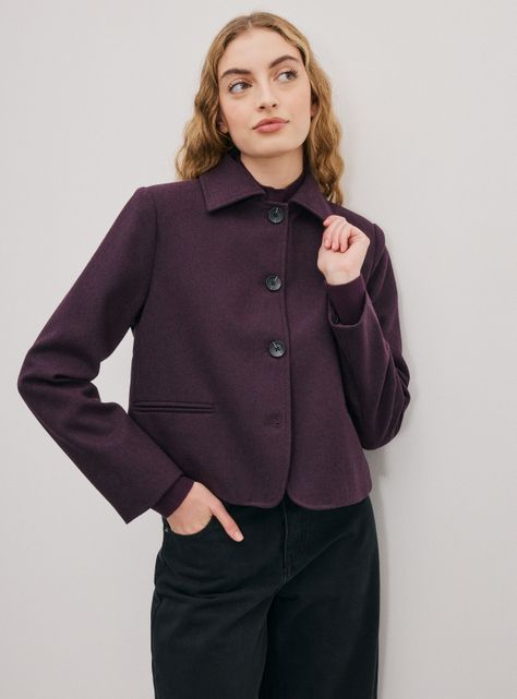 Chaqueta Corta con Solapa y Bolsillos-0