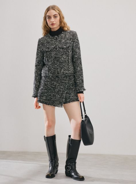 Falda Pantalón Tipo Skort Tweed-4
