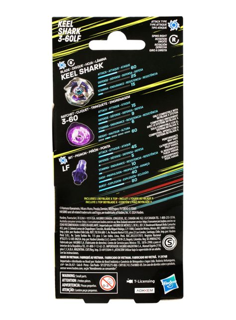 Trompo Beyblade X Kit de Refuerzo Keel Shark 3-60LF-3