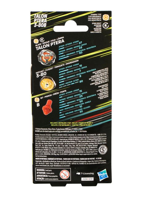 Trompo Beyblade X Kit de Refuerzo Talon Ptera 3-80B-3