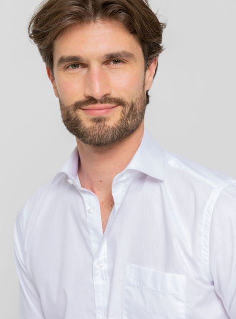 Camisa Vestir Blanca Cuello Italiano Puño Simple-2