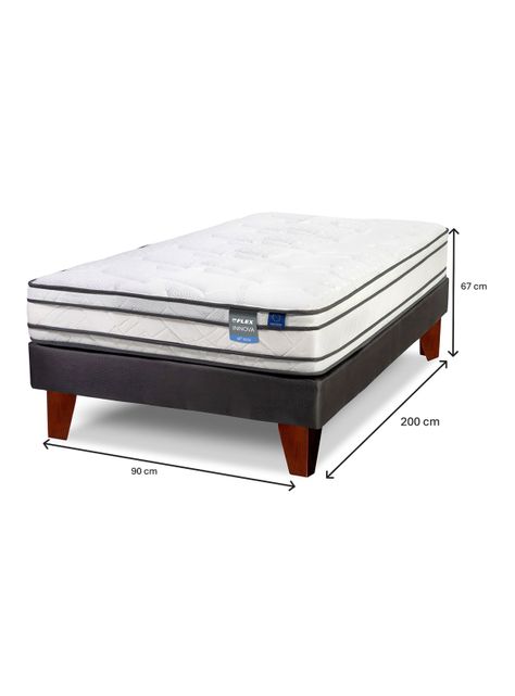 Cama Europea Innova 1 Plaza Box + Respaldo Royal Negro-1