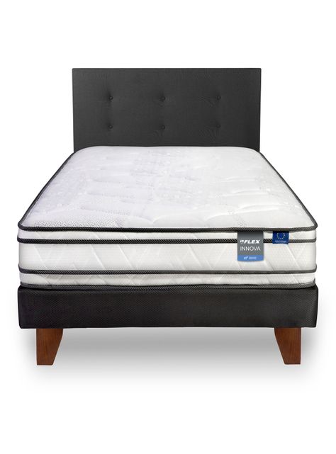 Cama Europea Innova 1 Plaza Box + Respaldo Royal Negro-2
