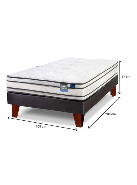 Cama Europea Innova 1.5 Plazas Box + Respaldo Royal Negro + Velador Rock-1
