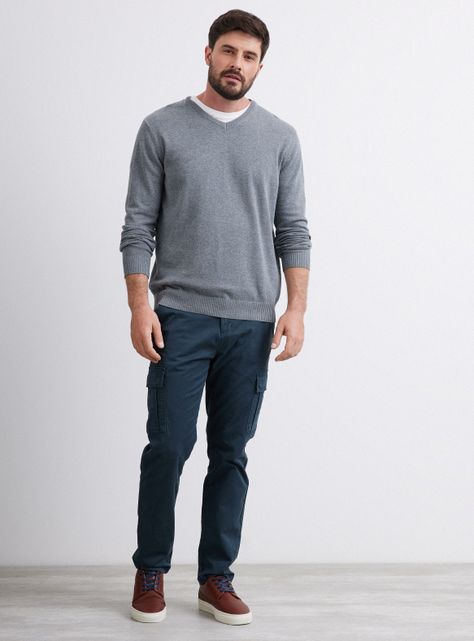 Sweater Algodón Cuello V Regular Fit-4
