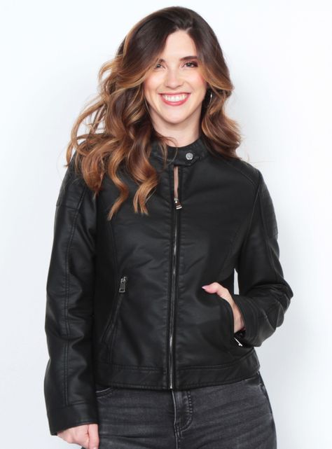 Chaqueta Manga Larga Cuero Ecológico-0