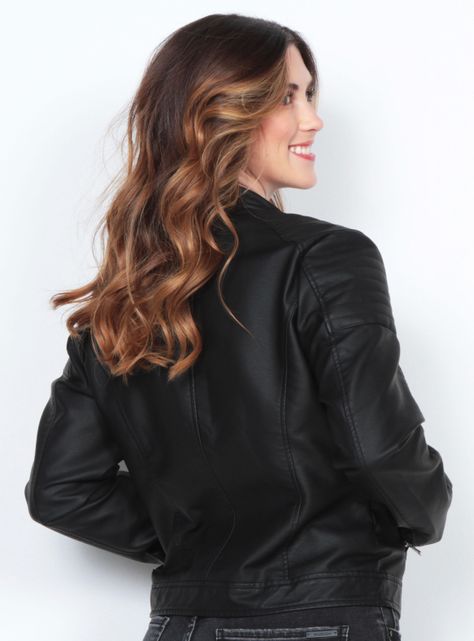 Chaqueta Manga Larga Cuero Ecológico-1