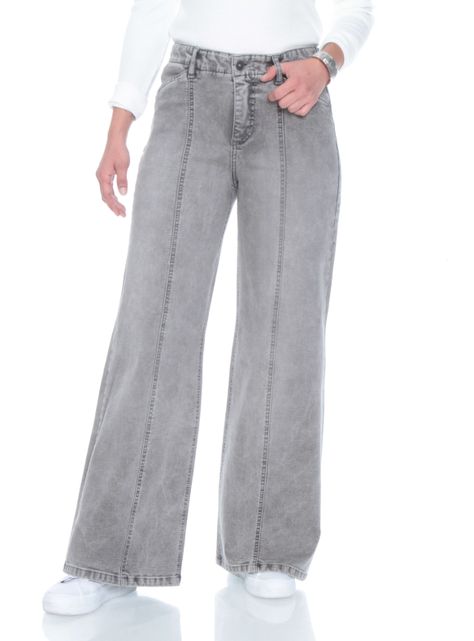 Jeans Wide Leg Tiro Alto Pretina Corte Central-0