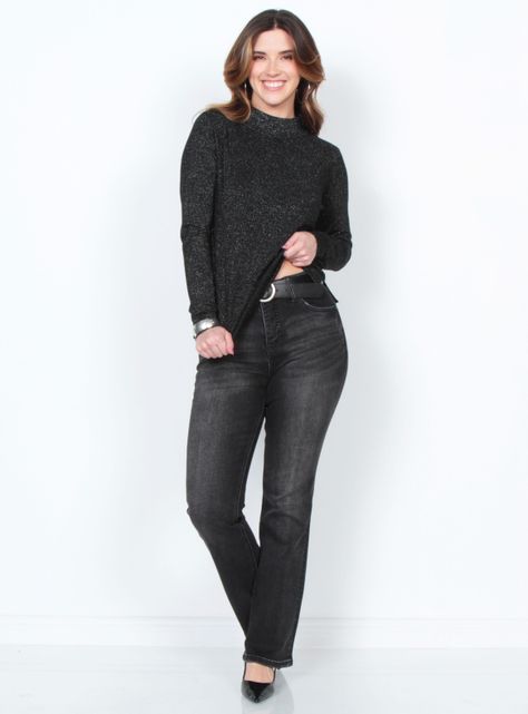 Sweater Lurex Manga Larga con Cuello Alto-3