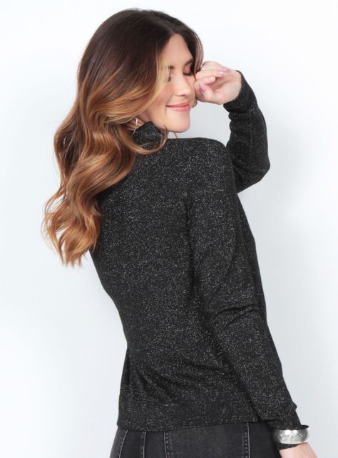 Sweater Lurex Manga Larga con Cuello Alto-1