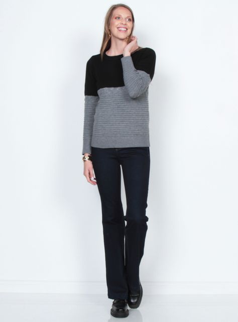 Sweater Manga Larga Bitono Escote Redondo-3