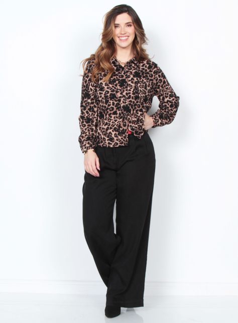 Blusa Manga Larga Cuello Camisero Bolsillo Delantero-3