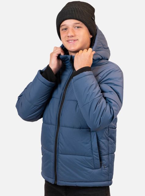 Parka Acolchada Básica con Capucha-0
