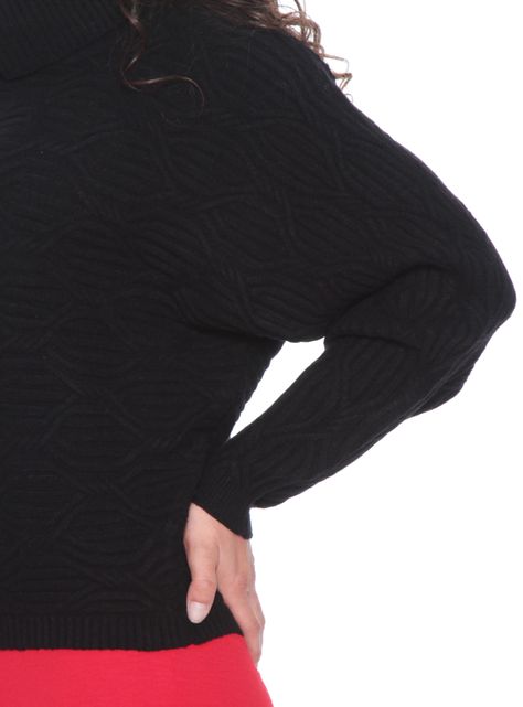 Sweater Manga Larga Sólido con Cuello Alto Color-2