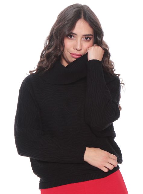 Sweater Manga Larga Sólido con Cuello Alto Color-0
