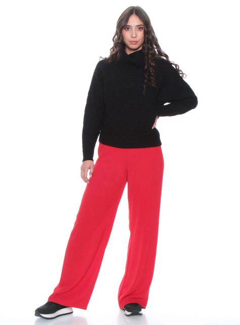 Sweater Manga Larga Sólido con Cuello Alto Color-3