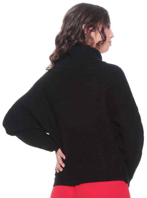 Sweater Manga Larga Sólido con Cuello Alto Color-1