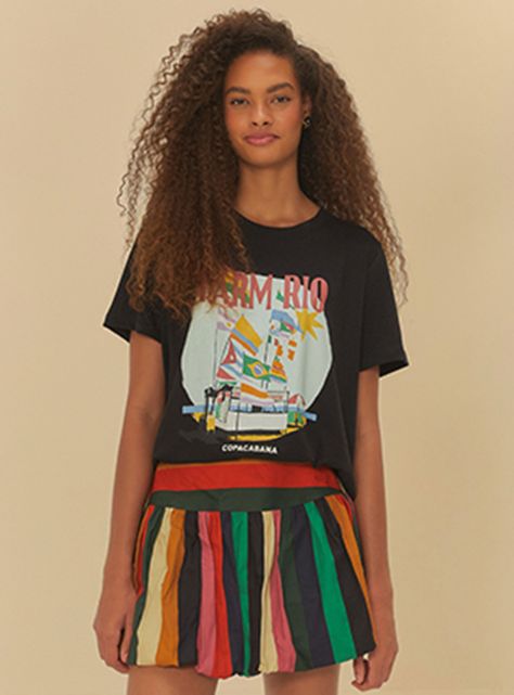 Polera Estampada de Manga Corta Color-0