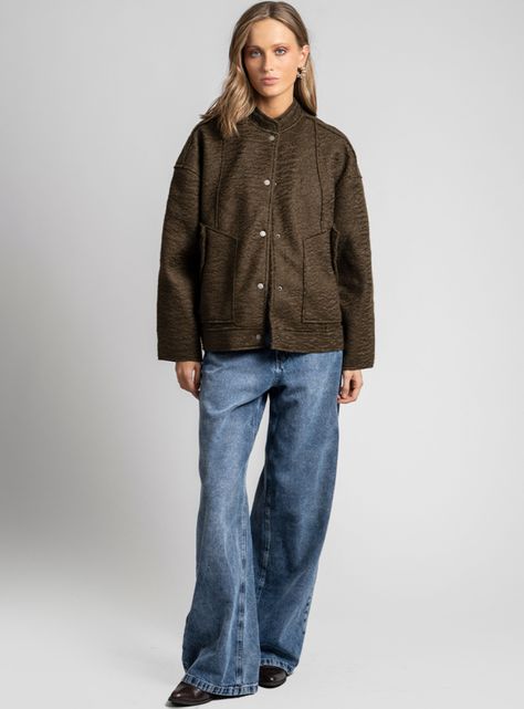 Chaqueta Lara Café Cuello Mao-3