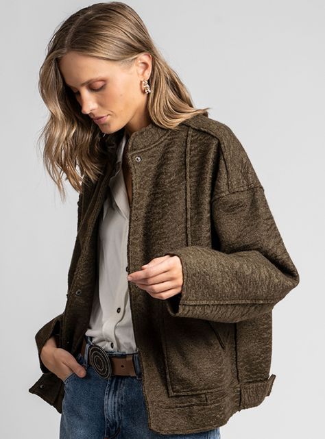 Chaqueta Lara Café Cuello Mao-2