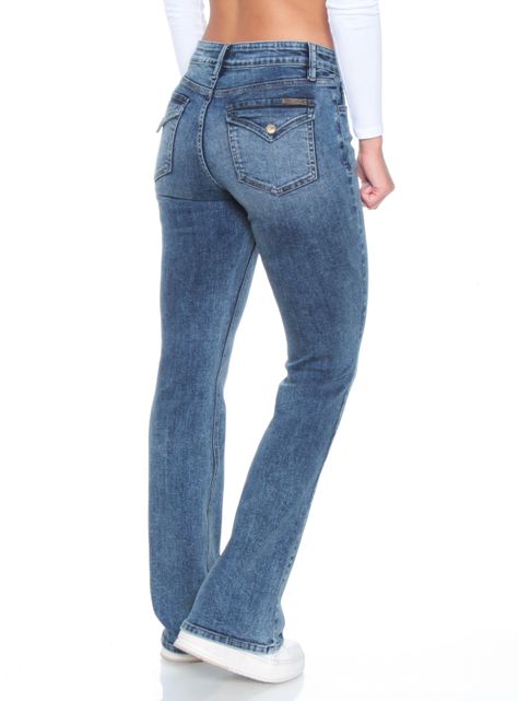 Jeans Recto de Tiro Medio y Pretina Básica 1 Botón-1