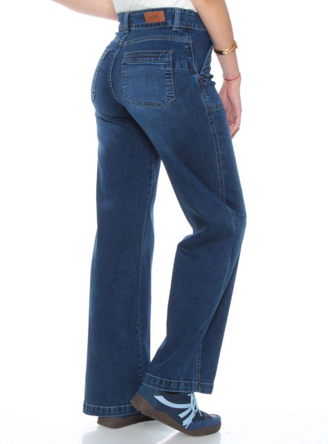 Jeans Cargo Recto Tiro Alto y Push Up-1