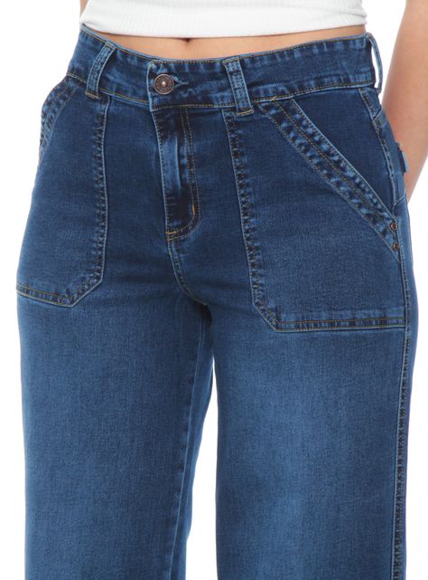 Jeans Cargo Recto Tiro Alto y Push Up-2