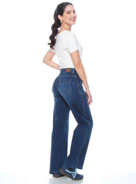 Jeans Cargo Recto Tiro Alto y Push Up-4
