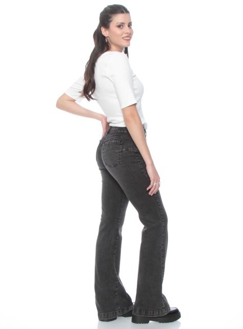 Jeans Diseño Flare Tiro Alto Push Up-4