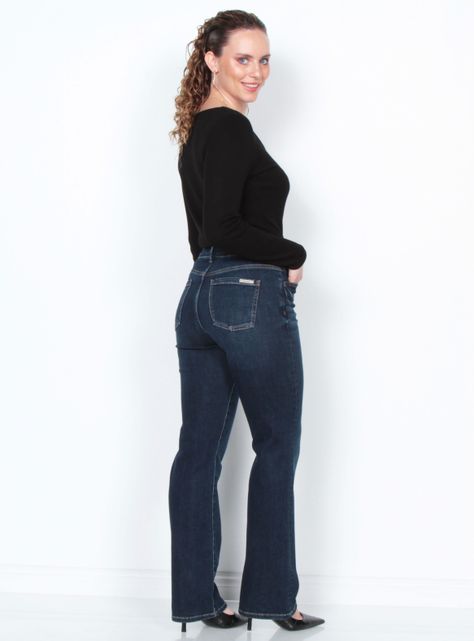 Jeans Recto Tiro Alto con Botón-4